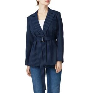 Jason Wu X ELOQUII Navy Blue Pinstripe Blazer Jacket Belted Pockets Size 20